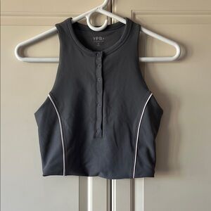 Abercrombie & Fitch Black Crop Top with Button Detail